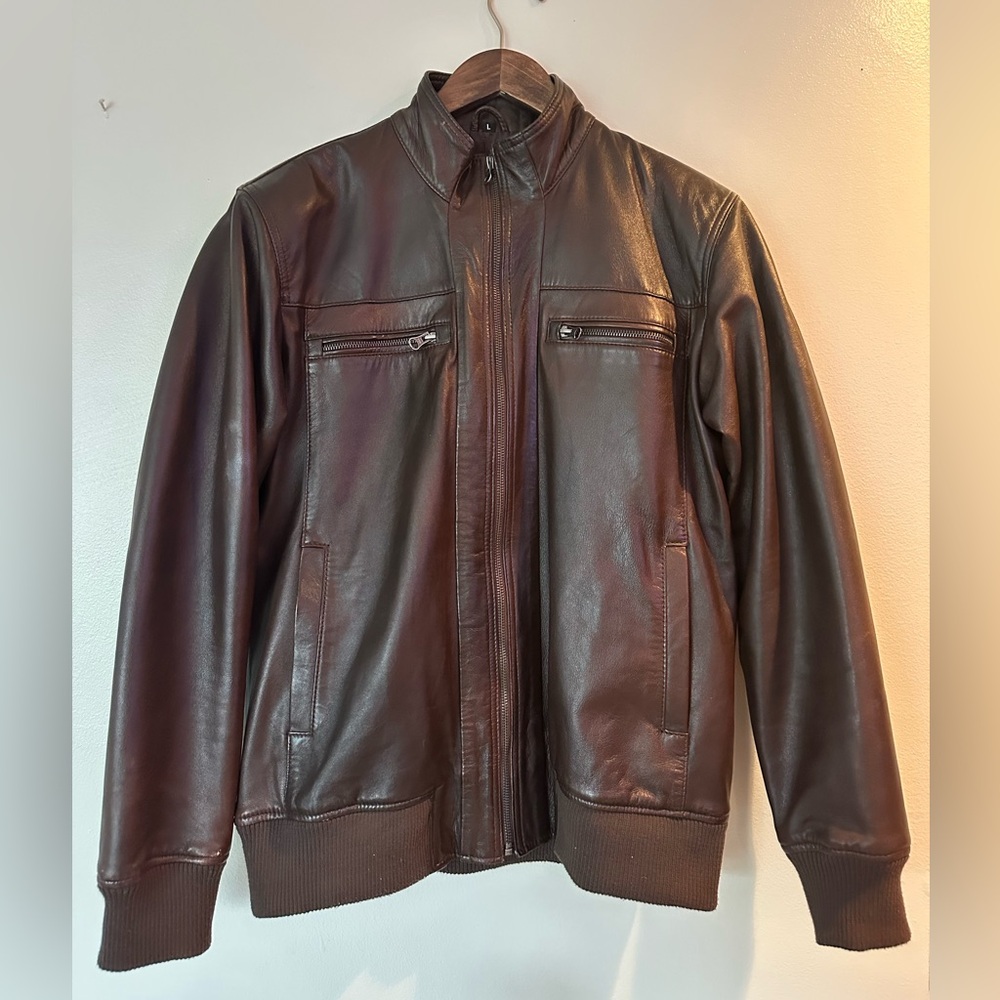 Men's Brown Italian Leather Bomber Jacket